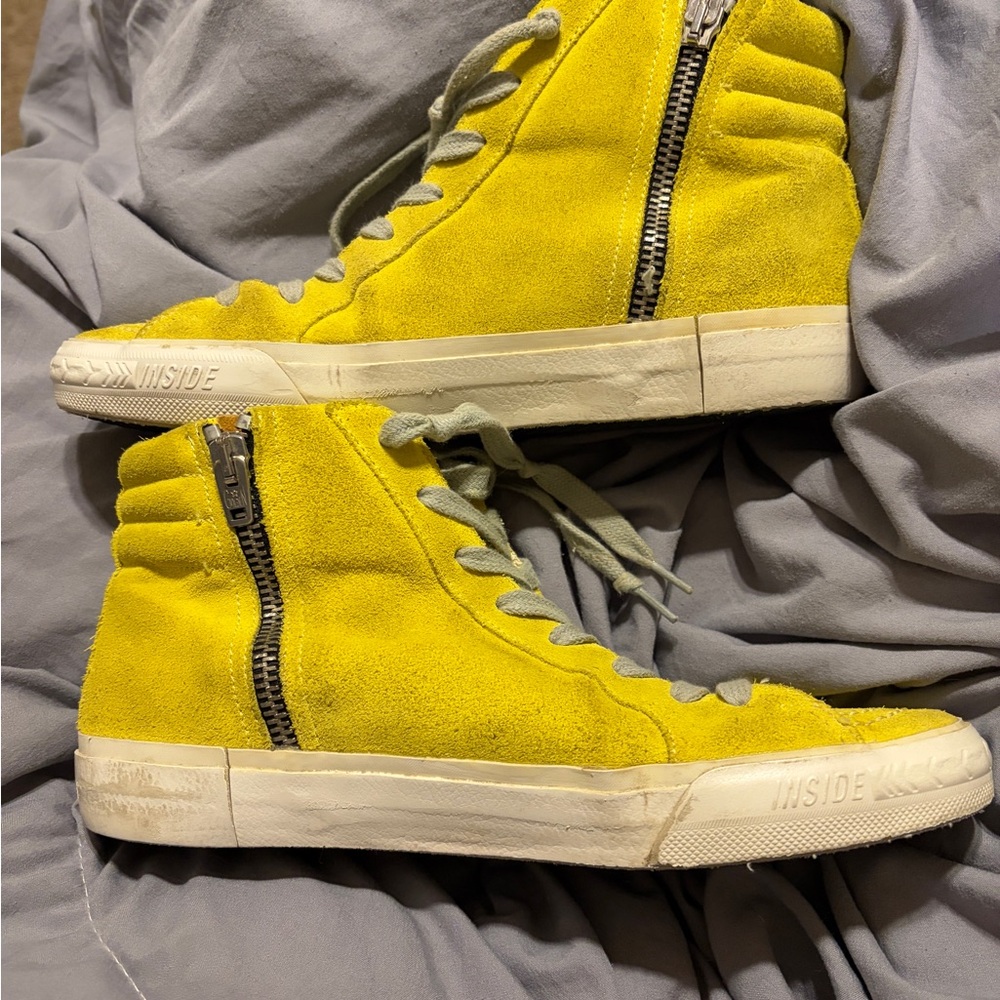 ⭐️⭐️⭐️ GOLDEN GOOSE - Yellow Hi-Top Sneakers  // sz 7.5 women - org $625 - Picture 3 of 6